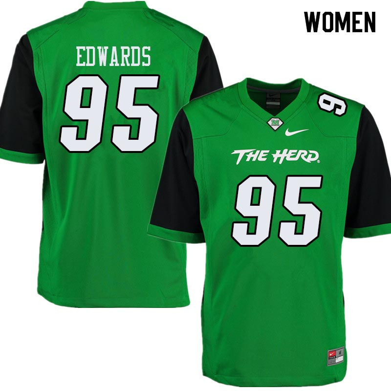 Women #95 Jamare Edwards Marshall Thundering Herd College Football Jerseys Sale-Green - Click Image to Close